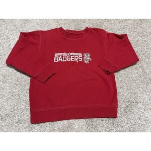 University Of Wisconsin Bucky Badger Crewneck Sweatshirt Red Youth 5/6T